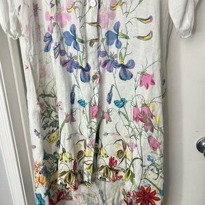 Milor Floral Women's Linen Dress- Multicolor